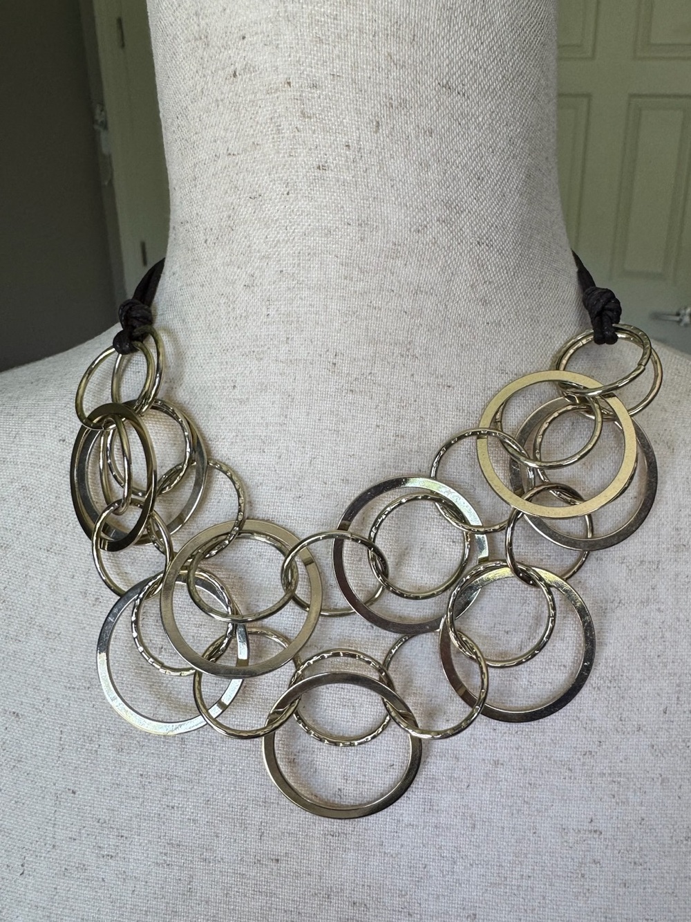 St. Thomas Vintage Statement Multi-Ring Necklace in Gold Tone